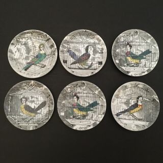 Fornasetti L’arpie Gentili Coasters Small Plates - Set Of 6/5 Designs Lady Birds