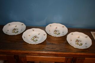 Four (4) Herend Rothschild Birds Pattern Large Soup Bowls