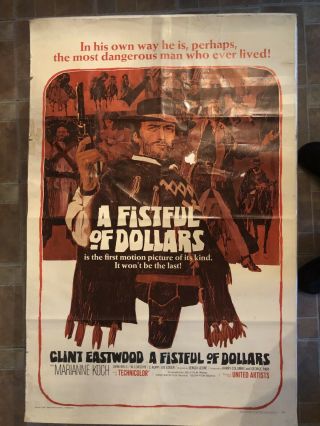 A Fistful Of Dollars (1966) Classic Clint Eastwood,  Sergio Leone One Sheet