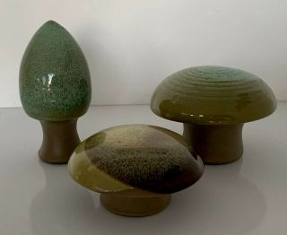 Rare Robert Maxwell California Studio Pottery Mid Century Modern Mushroom Set 3