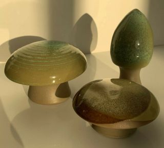 Rare Robert Maxwell California Studio Pottery Mid Century Modern Mushroom Set 3 2
