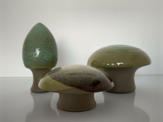 Rare Robert Maxwell California Studio Pottery Mid Century Modern Mushroom Set 3 3