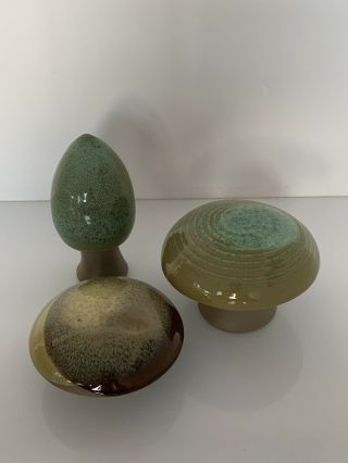 Rare Robert Maxwell California Studio Pottery Mid Century Modern Mushroom Set 3 4