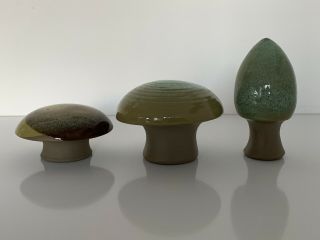 Rare Robert Maxwell California Studio Pottery Mid Century Modern Mushroom Set 3 5