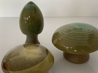 Rare Robert Maxwell California Studio Pottery Mid Century Modern Mushroom Set 3 6