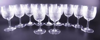 Ten (11) Signed Baccarat Nancy Crystal Claret Wine Glass 6 1/4 "