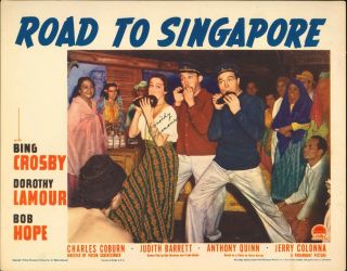 Road To Singapore 1940 Vintage Lobby Card Signed By Lamour Rare