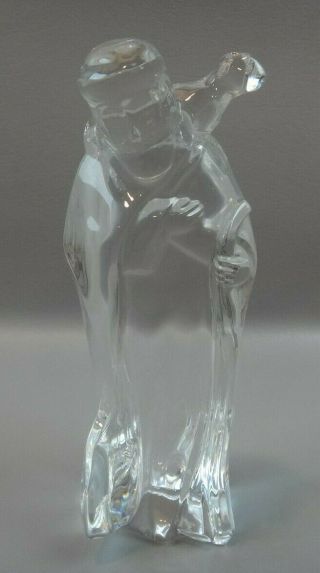 Retired Baccarat Crystal Shepard With Sheep Nativity Figurine Double Signed