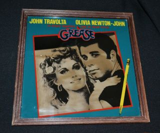 Grease Movie Mirror John Travolta & Olivia Newton John Vintage Rare