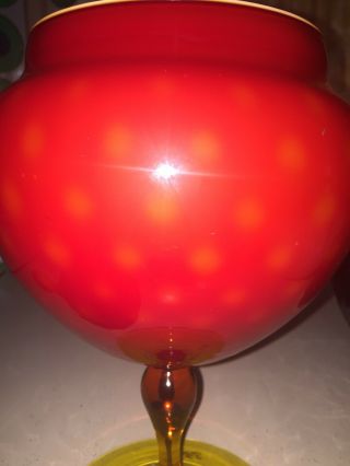 Vintage Mid Century Empoli RED Glass Apothecary Candy Jar With Lid LARGE Italy 7