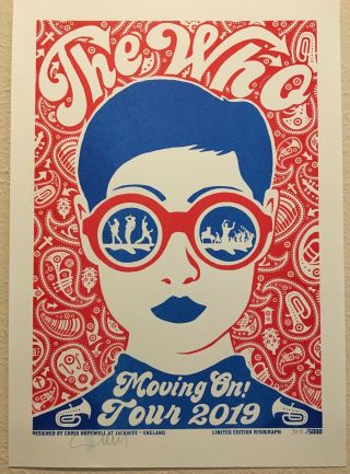 The Who - 2019 Moving On Tour Signed Poster / Risograph