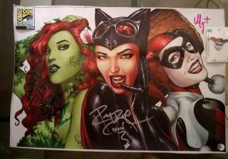 Maggie Geha Signed Canvas Ruby Rose & Margot Robbie Signed 2018 Sdcc Pins Includ