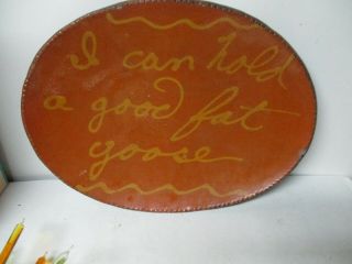 2004 Greg Shooner Redware Pottery Platter - I Can Hold A Good Fat Goose