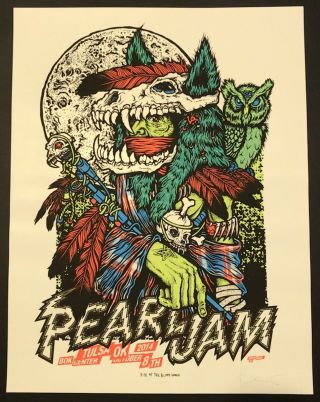 Pearl Jam Concert Poster - Signed Variant - 10.  8.  14 Tulsa Ok