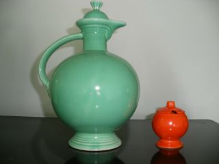 Vintage Fiesta Radioactive Red Mustard And Carafe In