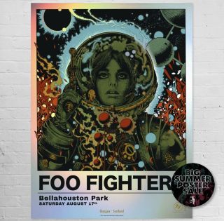 Richey Beckett Foo Fighters Foil Variant Poster Bellahouston Scotland Signed /30
