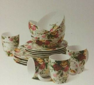 16 Piece Set Of Royal Albert Country Rose Chintz 4 - 4 Piece Place Settings