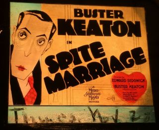 Buster Keaton - " Spite Marriage " - Movie Glass Slide - Last Silent 1929
