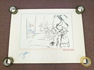 John Lennon Colored Lithograph Bed In For Peace L121 239 40 " X 30 " 1989