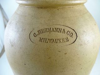 Antique 1800s Stoneware Crock Butter Churn Jug 2 Gallon C.  Hermann & Co Milwaukee 7