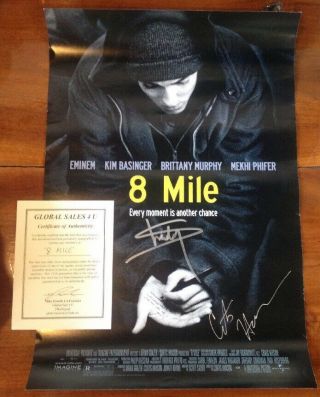 8 Mile Poster Signed By Eminem " Shady " And Director Curtis Hanson Autographed