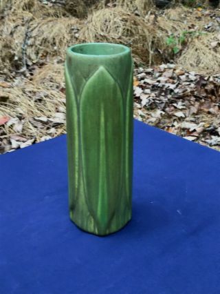 Roseville Velmoss Arts & Crafts Matte Green Vase With Leaves.  Grueby