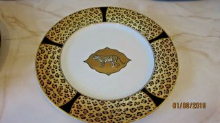 1996 Six Charger Plates Lynn Chase Designs Amazonian Jungle Jaguar 24 Kt Gold
