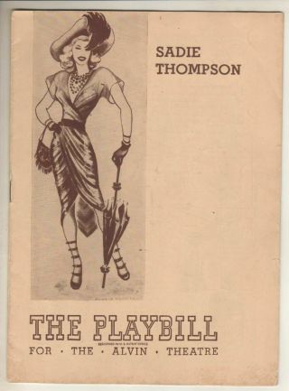 June Havoc " Sadie Thompson " Playbill Flop 1944 Howard Dietz,  Vernon Duke