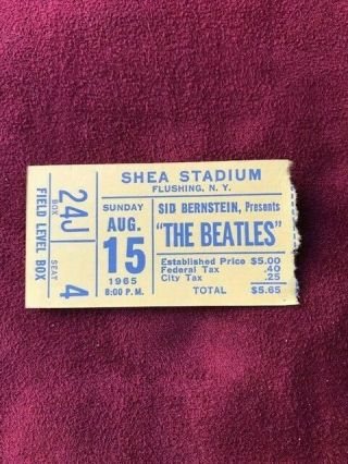 Vintage The Beatles 1965 Ticket Stub " Shea Stadium "