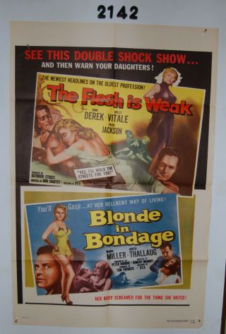 The Flesh Is Weak/blonde In Bondage 1sh Movie Poster 1957