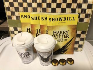 Harry Potter Broadway Set Playbill 4 Travel Cups 2 Souvenir Collector Pins 3