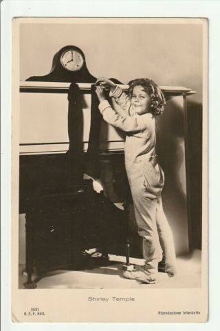 Shirley Temple W Old Clock 1930s Photo Postcard