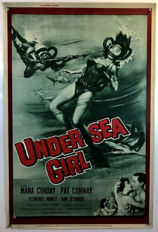 Under Sea Girl Movie Poster (fine -) 40x60 1957 Mara Corday Scuba Diving Art 035