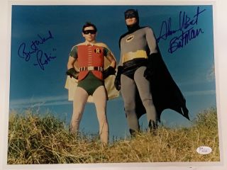 Adam West " Batman " & Burt Ward " Robin " Signed Authentic 11x14 Photo Jsa - Rare