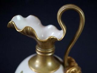Antique Royal Worcester Porcelain Wine Pedestal Ewer w/ Satyr Mask Head c.  1887 2