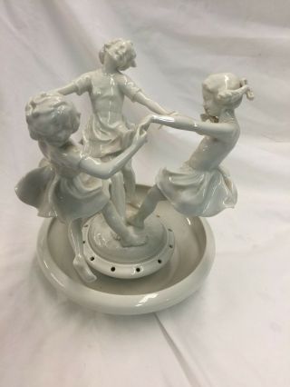 Hutschenreuther 3 Girls Dancing " May Dance " By Tutter Figurine Flower Frog Base