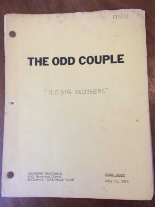 Odd Couple Tv Show Production Script 1970 " The Big Brothers "