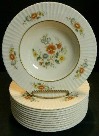 Vintage Set Of (12) Lenox Temple Blossom Rimmed Soup Bowl 1.  25 " X 8.  5 "