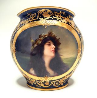 Royal Vienna Porcelain Hp Portrait Vase
