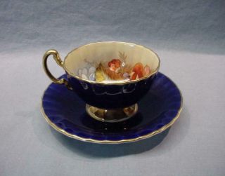Aynsley Cobalt Blue Teacup & Saucer - Signed J.  A.  Bailey 4