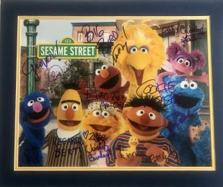Sesame Street Cast Signed Autographed 11x14 Double Matt Photo By Puppeteers Rare