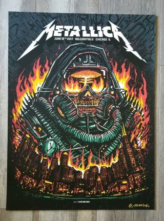 Metallica Chicago Illinois Poster 2017 Worldwired Tour Xx/400 Ultra Rare Signed