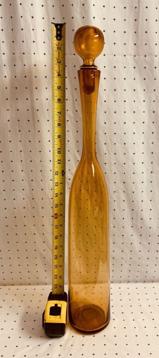 Vintage Blenko Empoli Bottle Decanter With Stopper 27” Tall Large