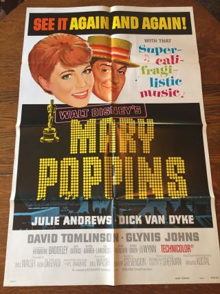 Mary Poppins 27x41 Theatrical One Sheet Disney Movie Poster R73/122