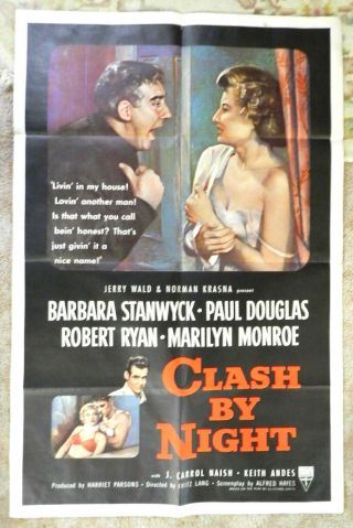 Clash By Night - One Sheet Movie Poster - Marilyn Monroe & Barbara Stanwyck