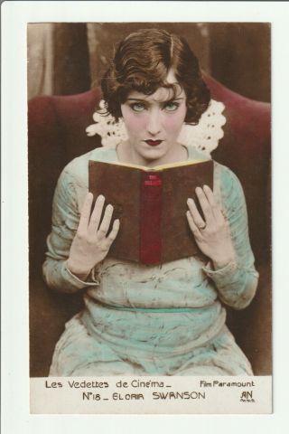 Gloria Swanson 1920s Colour Photo Postcard