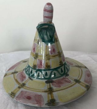 Bjorn Wiinblad Signed Danmark 1961 Lidded Muti - color Whimsical Pottery Pitcher 5