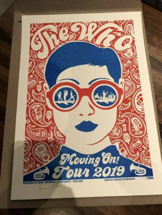 Rare 2019 Moving On Tour The Who Signed Limited Numbered Poster