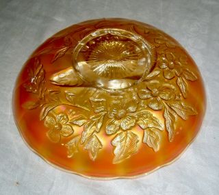 ANTIQUE MILLERSBURG MARIGOLD CARNIVAL GLASS TROUT & FLY ICE CREAM SHAPE BOWL 4