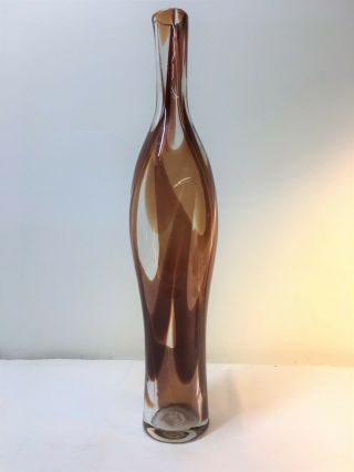John Nickerson Hand Signed Tall Blenko Vase.  Mid Century Modern.  Decanter Bottle 2
